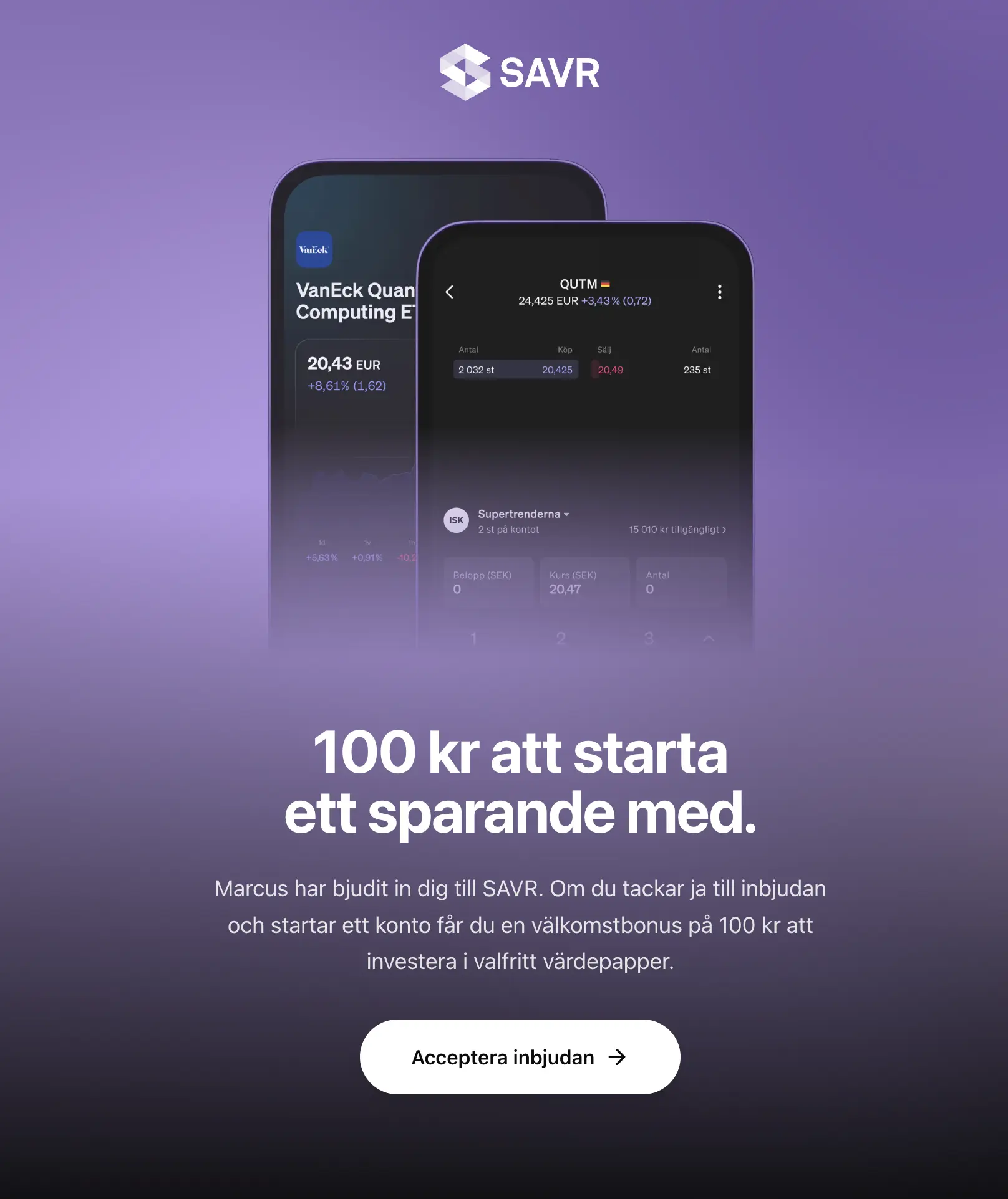 SAVR – 100 kr att starta ett sparande med